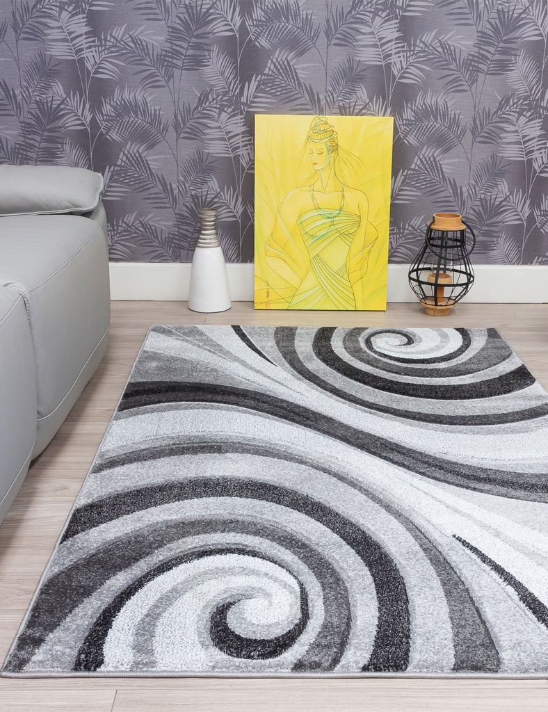 Samba Spirals Rug - Grey - MacCarthys