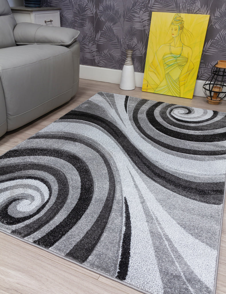 Samba Spirals Rug - Grey - MacCarthys