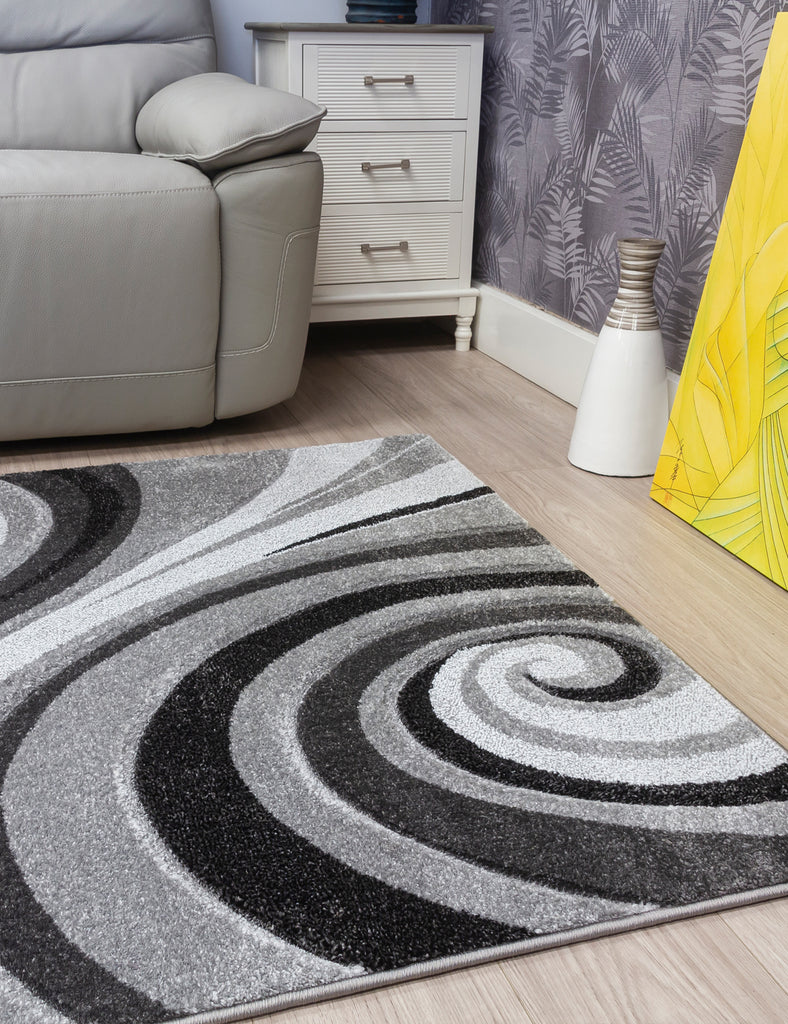 Samba Spirals Rug - Grey - MacCarthys