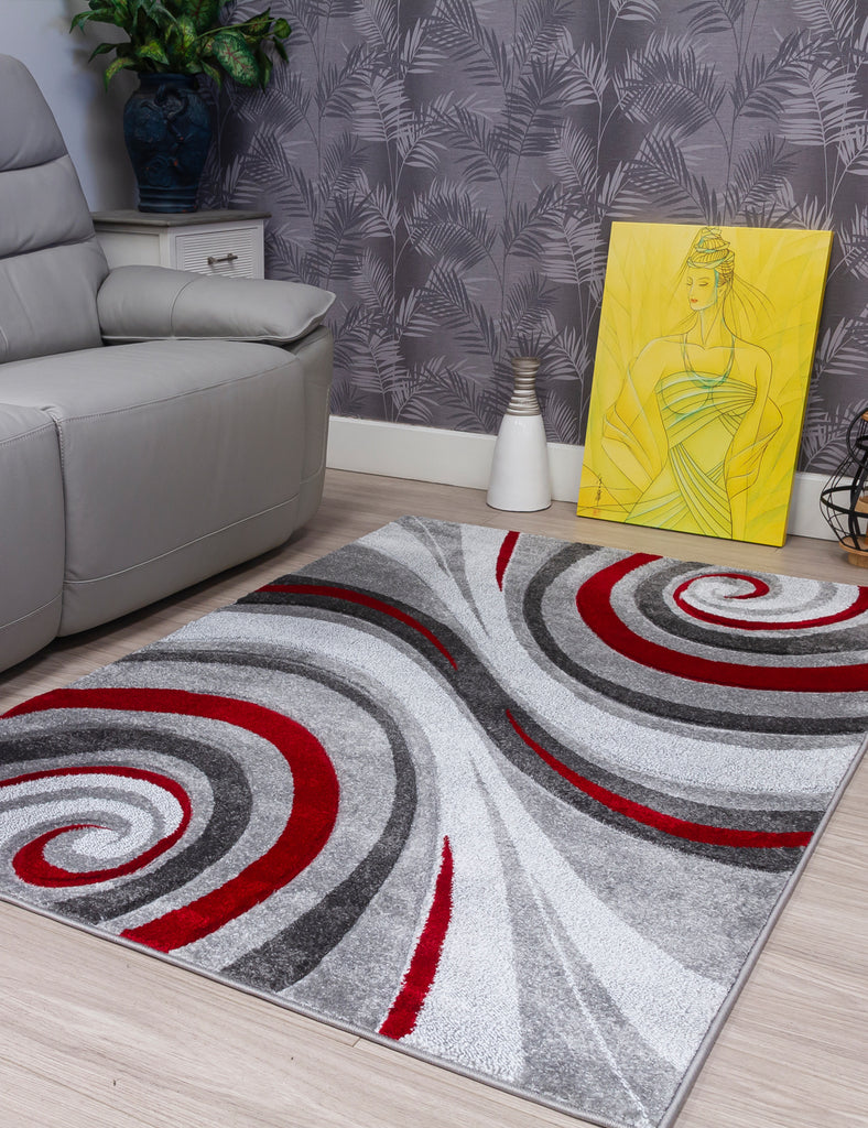 Samba Spirals Rug - Red - MacCarthys