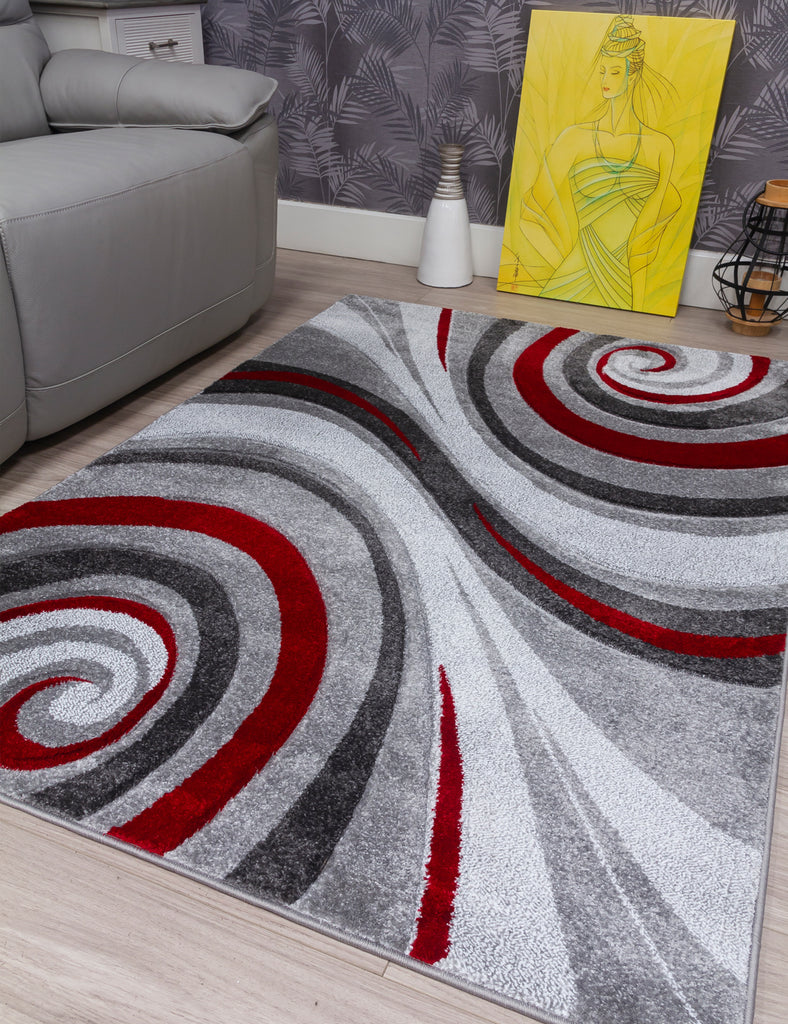 Samba Spirals Rug - Red - MacCarthys