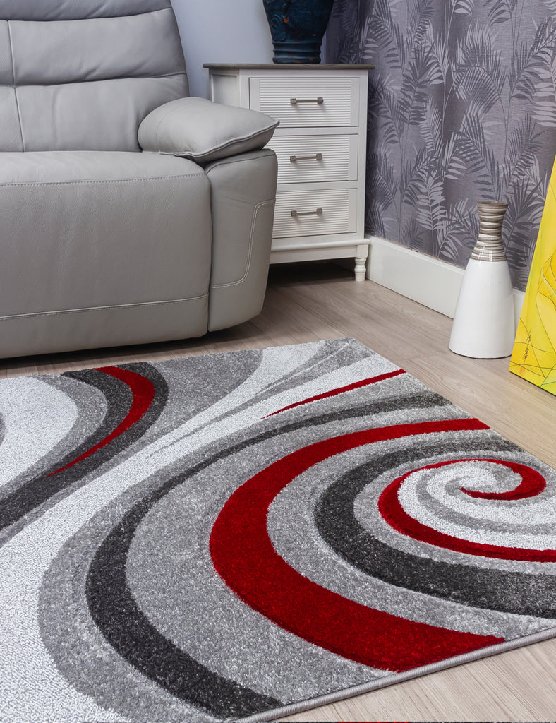 Samba Spirals Rug - Red - MacCarthys