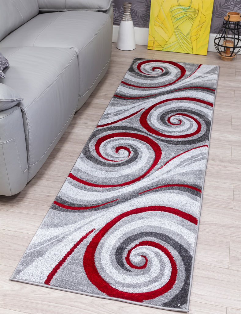 Samba Spirals Rug - Red - MacCarthys