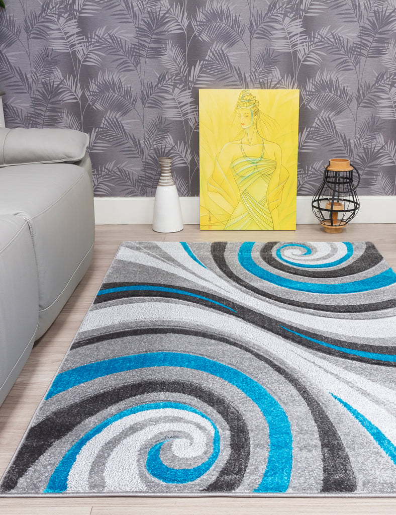 Samba Spirals Rug - Teal - MacCarthys