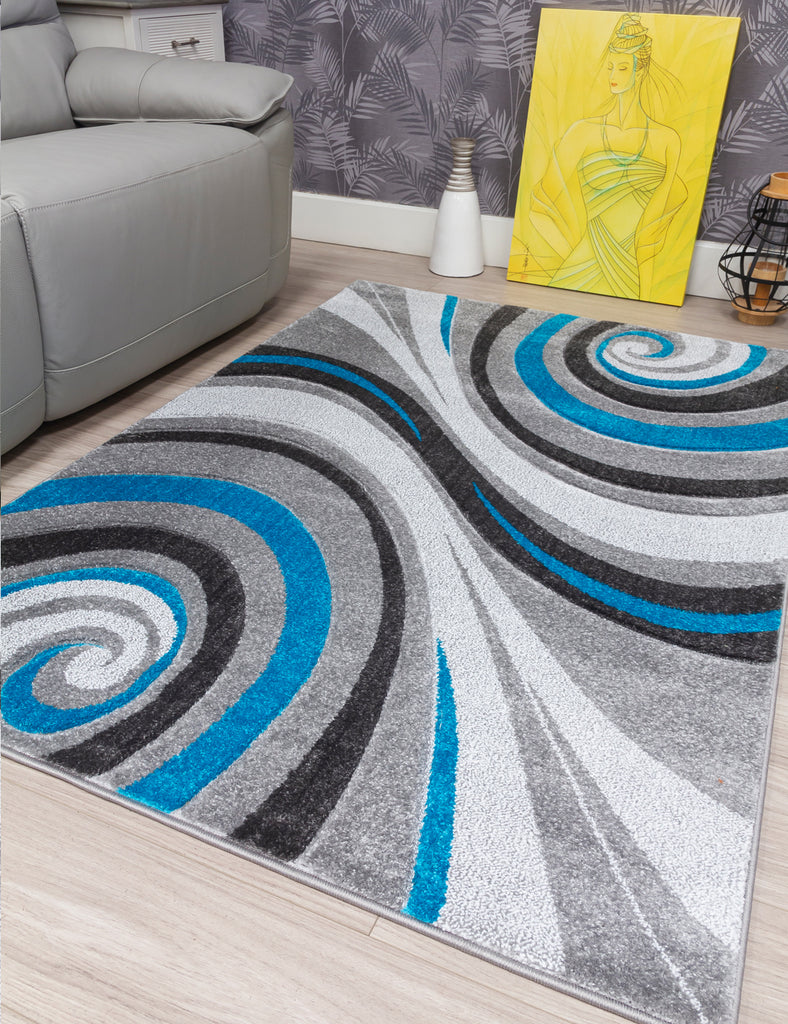 Samba Spirals Rug - Teal - MacCarthys