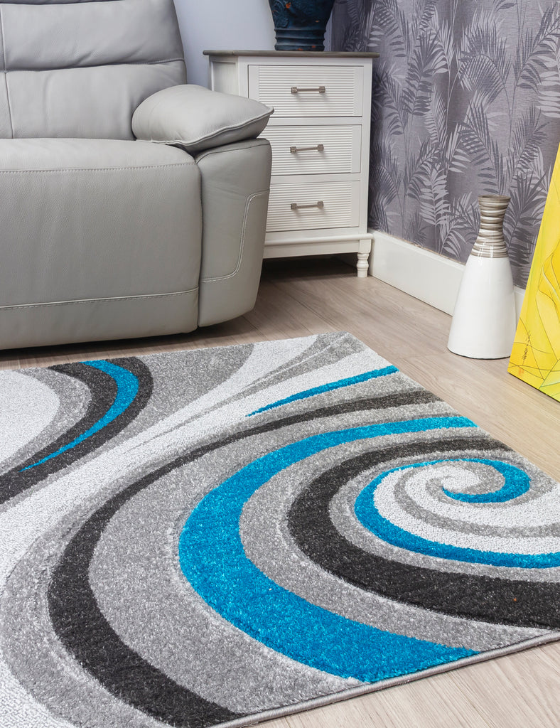 Samba Spirals Rug - Teal - MacCarthys