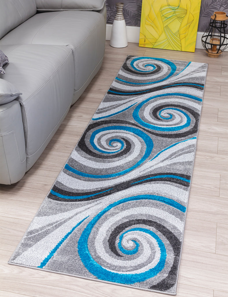 Samba Spirals Rug - Teal - MacCarthys