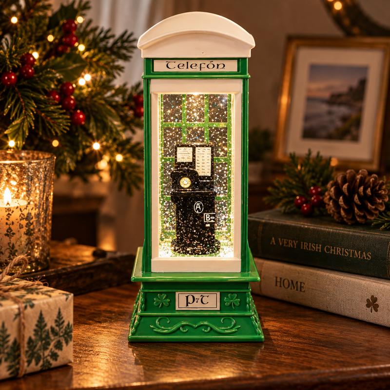 Irish Telephone Box Christmas Decoration with Vintage Telephone