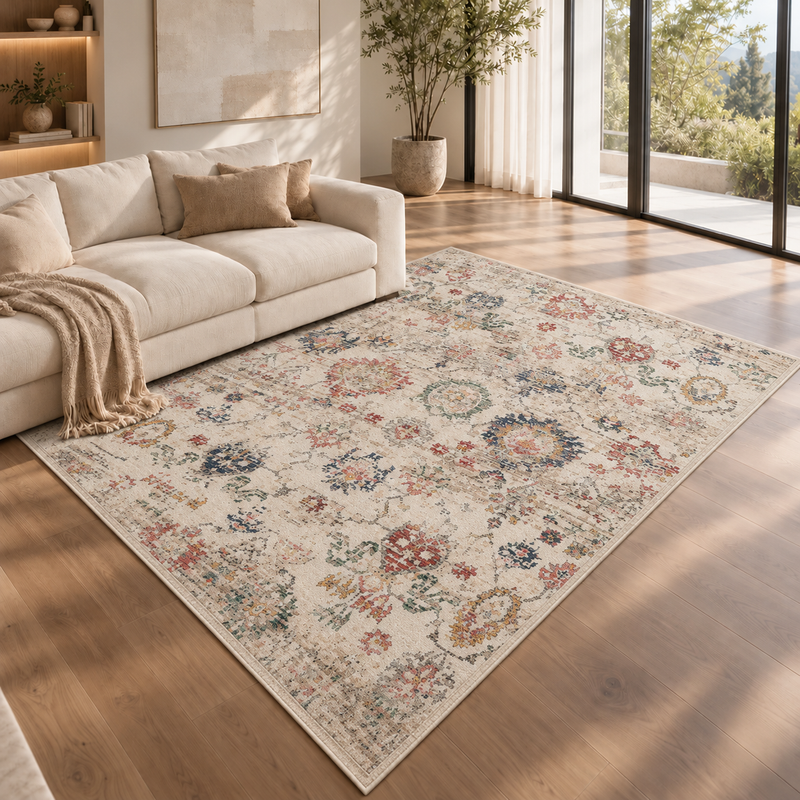 Urco Nova Carlie Ivory Cream & Sandy Beige Bohemian Vintage Rug