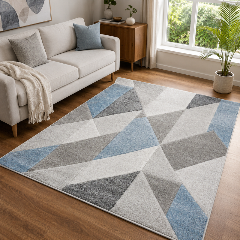 Urco Orbit Alto Grey & Blue Modern Contemporary Rug