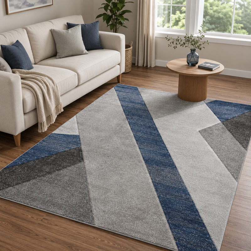 Urco Orbit Arktis Grey & Midnight Blue Modern Contemporary Rug