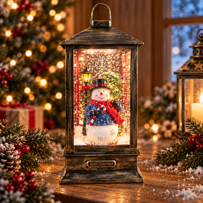 Santa Christmas Snow Lantern with Music