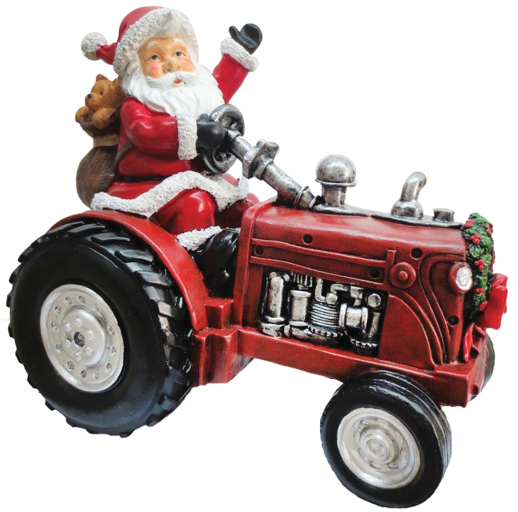 Santa On Vintage Red Tractor - MacCarthys