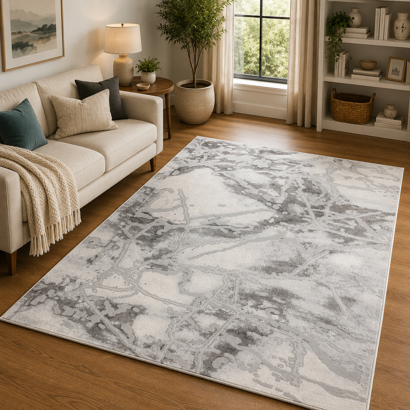 Handmade Bianco Charcoal & Grey Modern Contemporary Rug