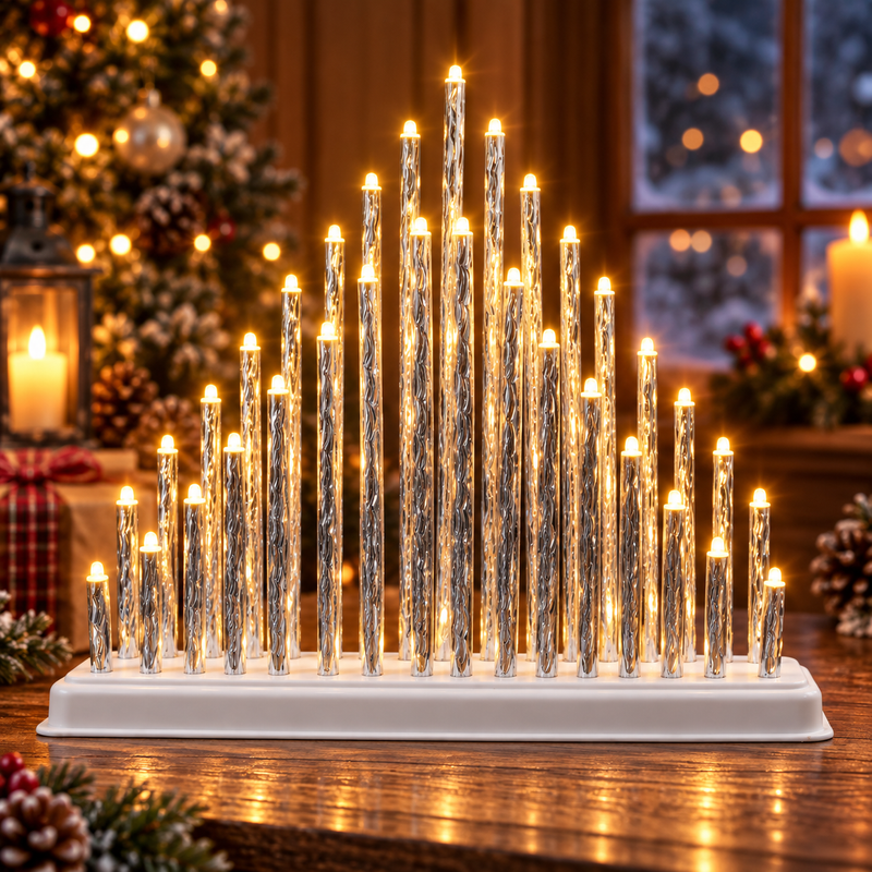 Silver Wooden LED Light For Christmas Decoration