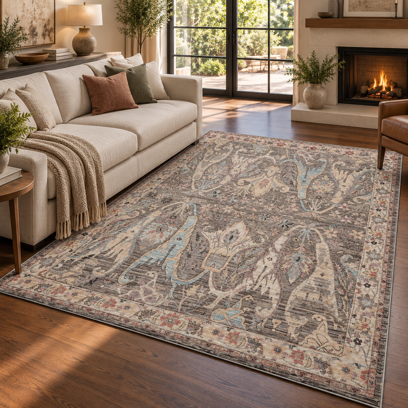 Prestige Alia  Ivory Cream & Muted Sage Vintage Oriental Rug