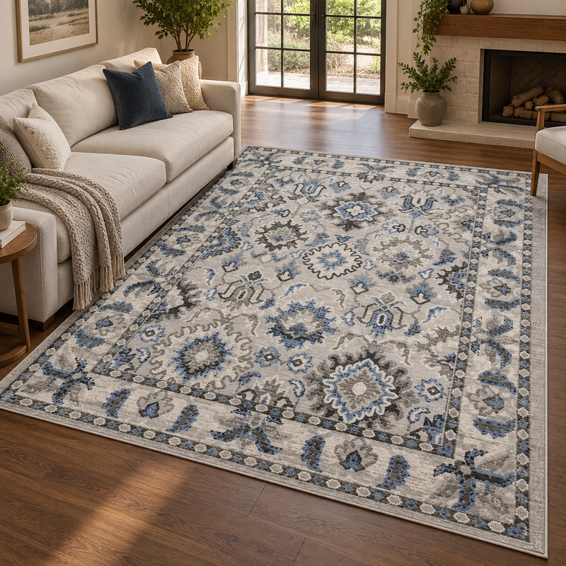 Rugstyle Balletto Blue & Grey Classic Oriental  Rug