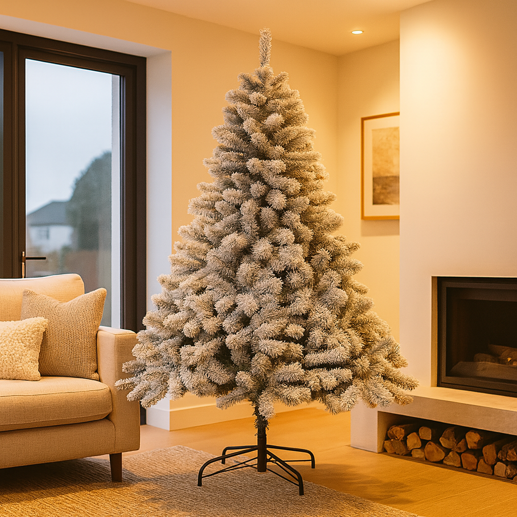 8ft Flocked Standard Christmas Tree  | White
