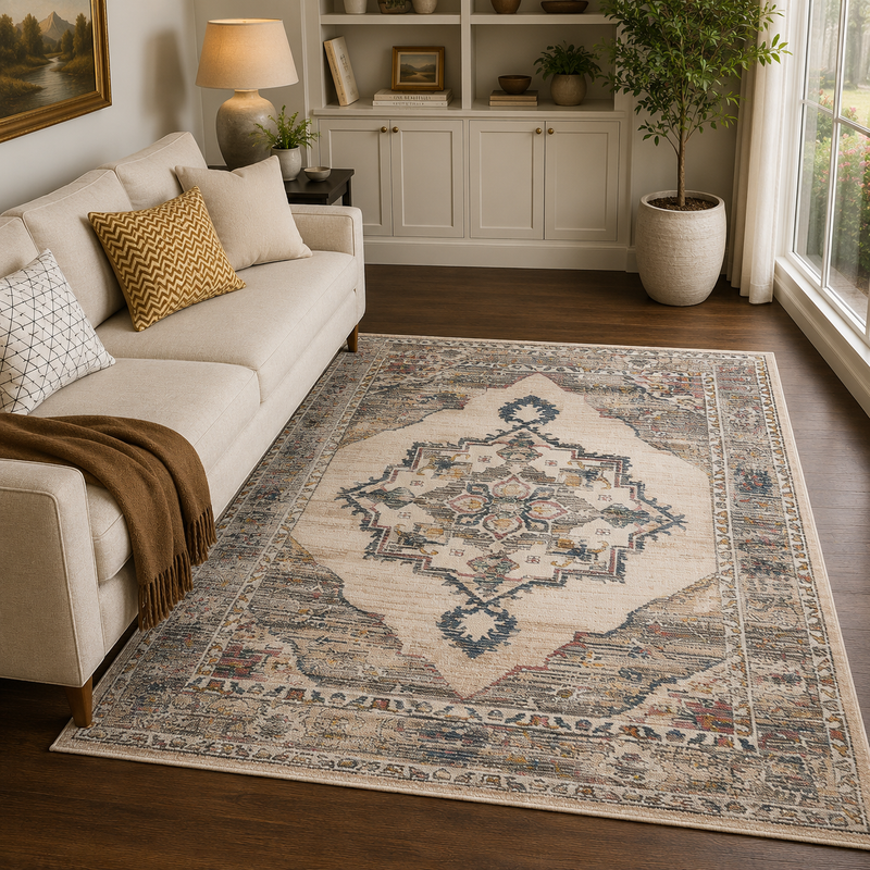 Urco Nova Leona Brown & Navy Classic Vintage Rug