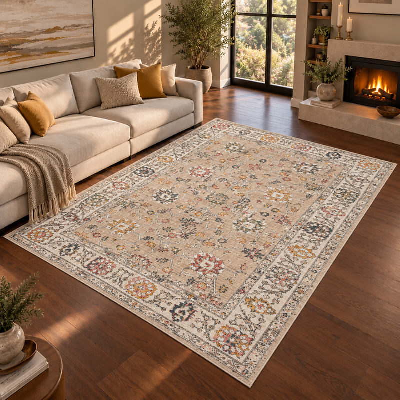 Urco Nova Floyd Sandy Beige & Ivory Cream Classic Bohemian Rug