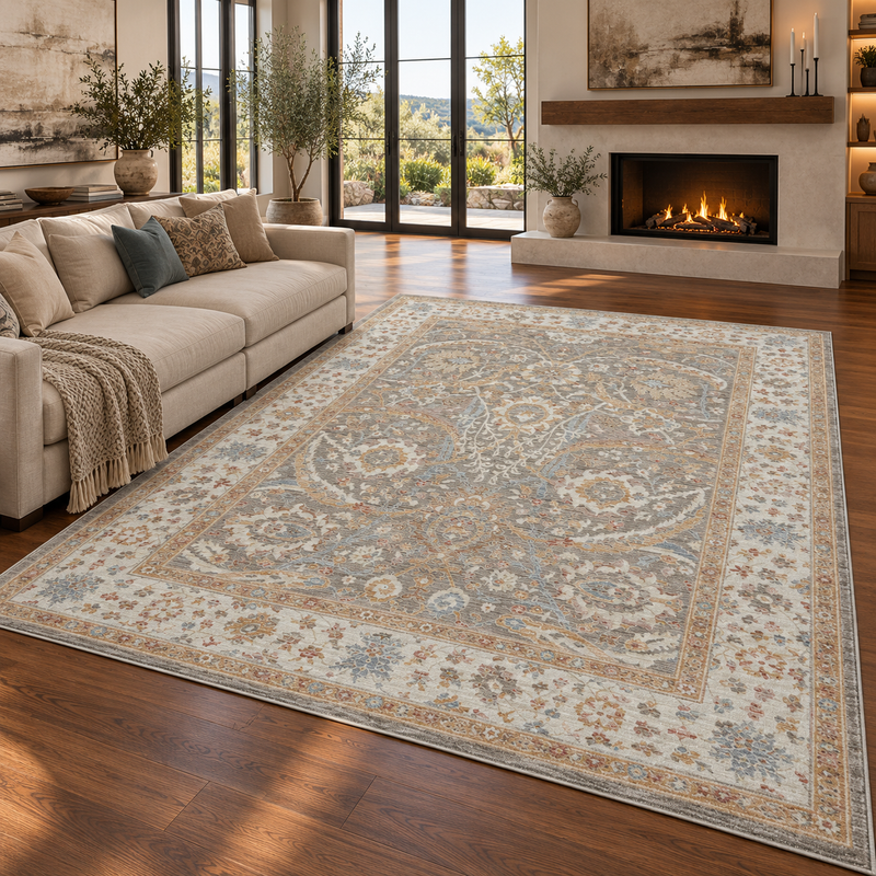 Prestige Viana Alia Grey & Beige Oriental Vintage Rug
