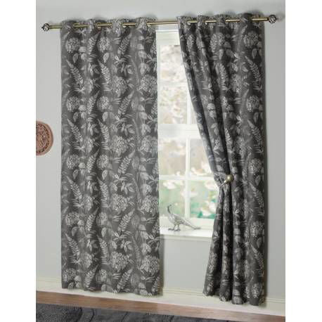 Annabelle Thermal Lined Curtains - Charcoal - MacCarthys