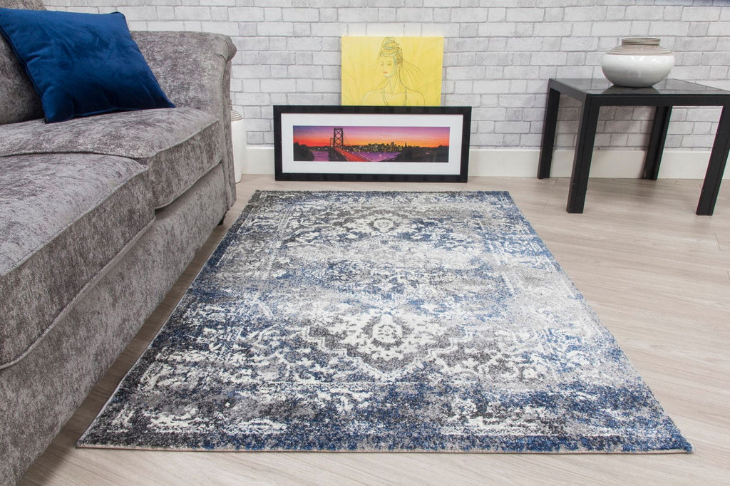 Antika Medallion Navy Rug - MacCarthys