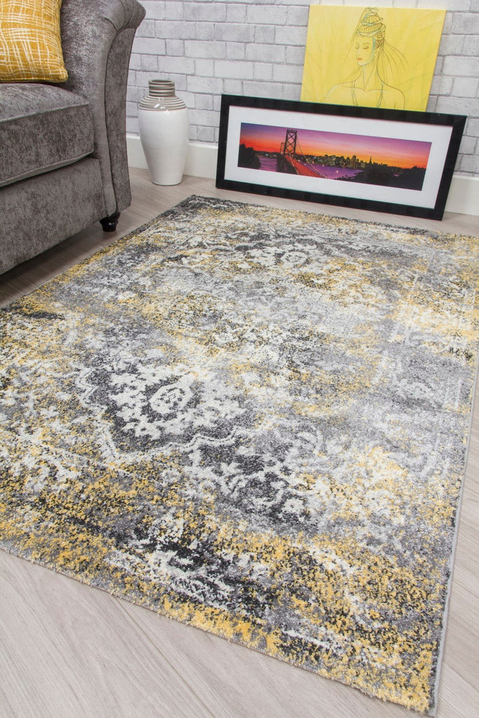 Antika Medallion Yellow Rug - MacCarthys