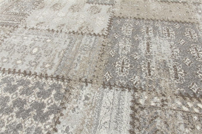 Antika Patchwork Greige Rug - MacCarthys