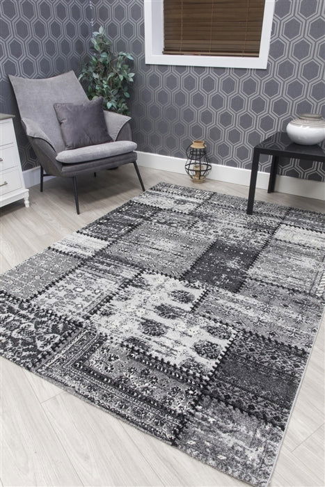 Antika Patchwork Grey Rug - MacCarthys