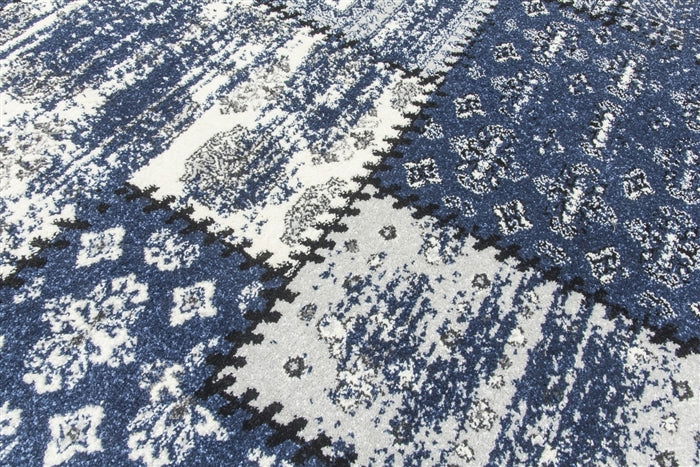 Antika Patchwork Navy Rug - MacCarthys