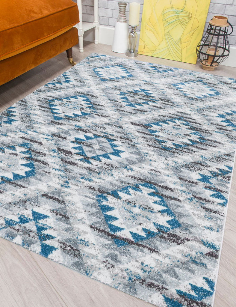 Ardenne Azteca Blue Rug - MacCarthys