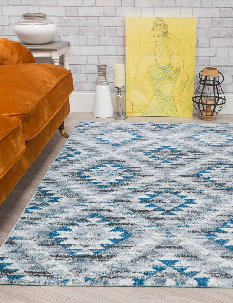 Ardenne Azteca Blue Rug - MacCarthys