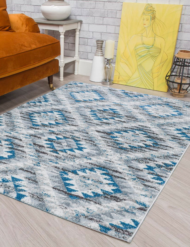 Ardenne Azteca Blue Rug - MacCarthys