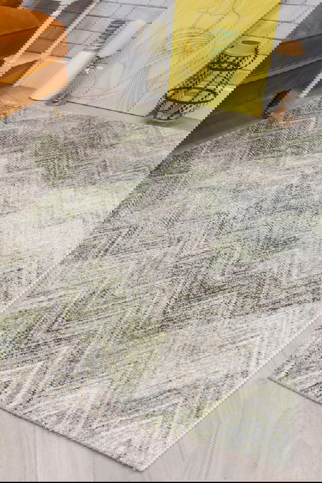 Green/Brown Rug | Ardenne Chevy | Patchwork Pattern Rug | MacCarthys