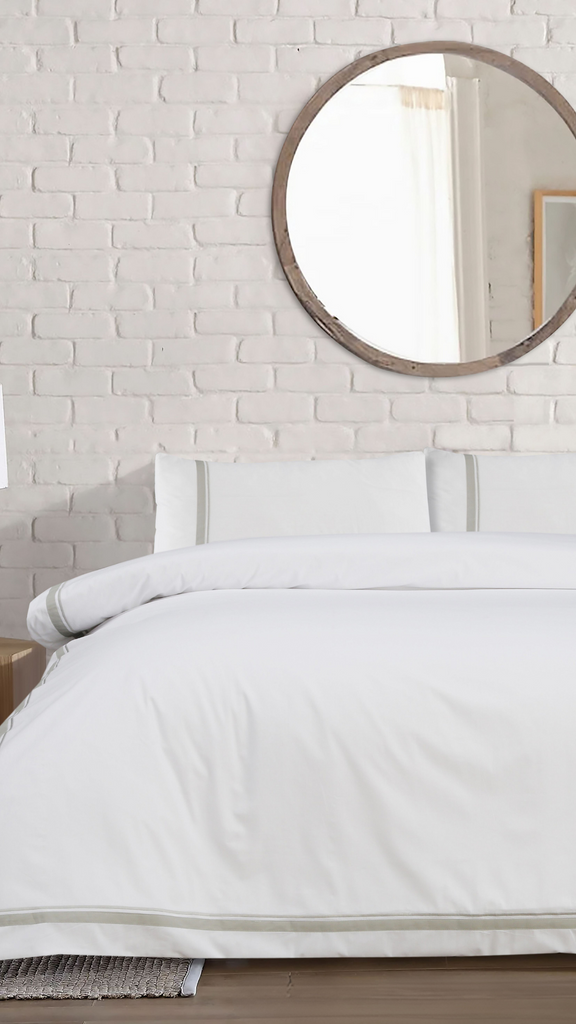 Atlantic Linen St. Emillion White & Silver Duvet Set - MacCarthys