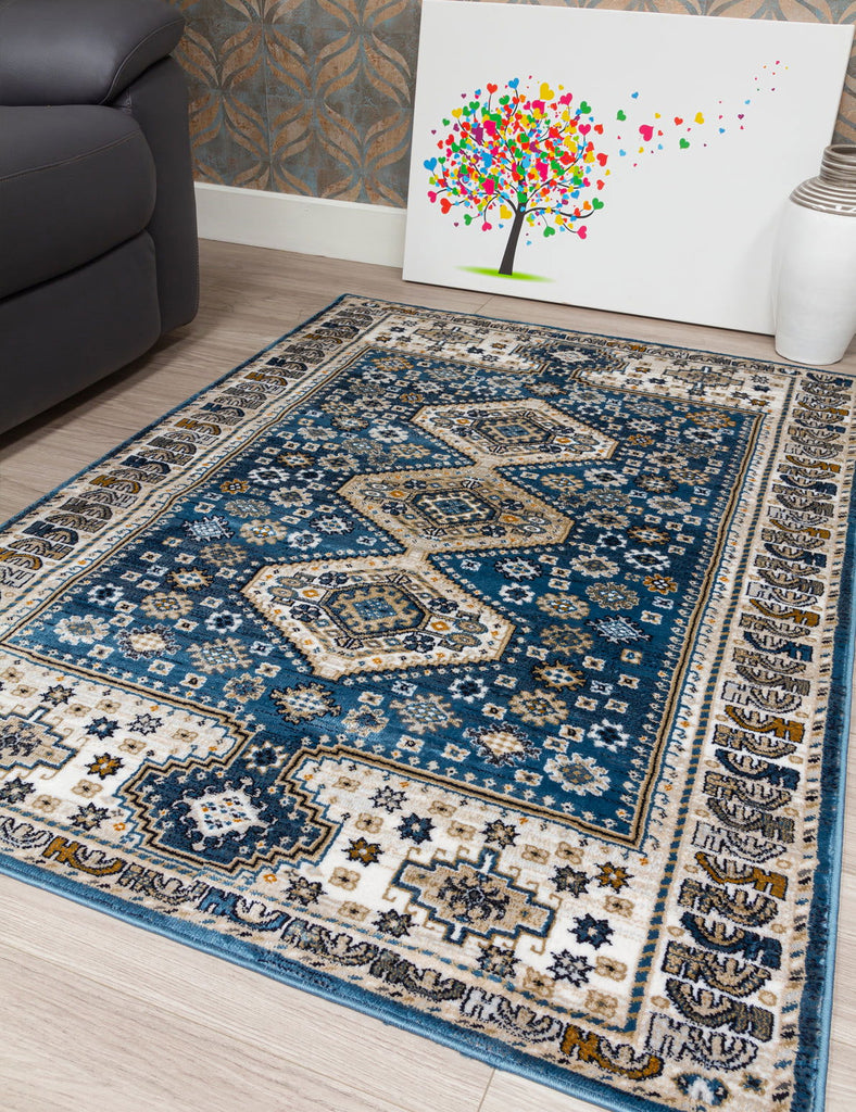 Aziza Katana Rug - Blue - MacCarthys