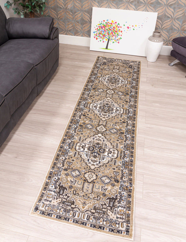 Aziza Medallion Rug - Beige - MacCarthys