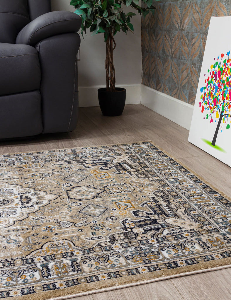 Aziza Medallion Rug - Beige - MacCarthys