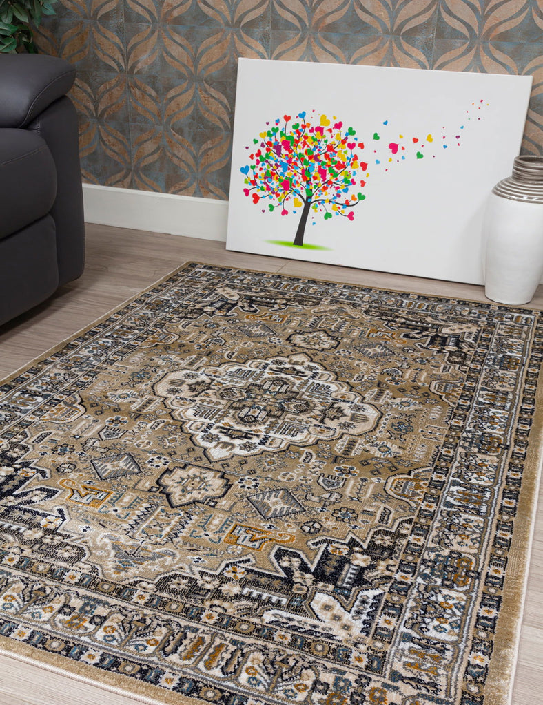 Aziza Medallion Rug - Beige - MacCarthys