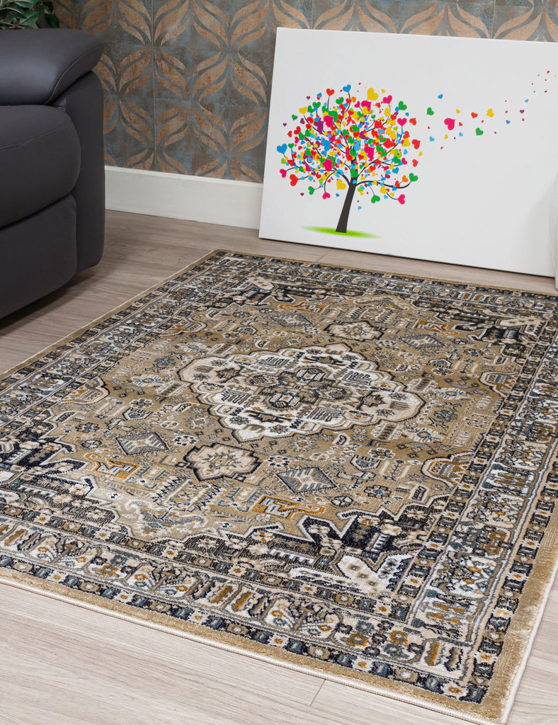 Aziza Medallion Rug - Beige - MacCarthys