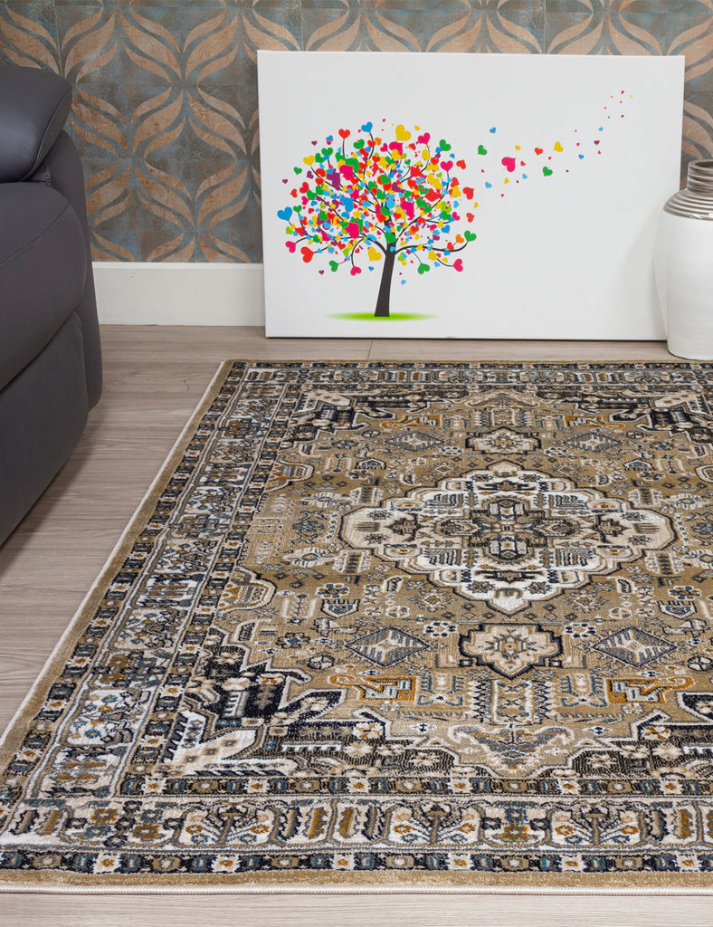 Aziza Medallion Rug - Beige - MacCarthys