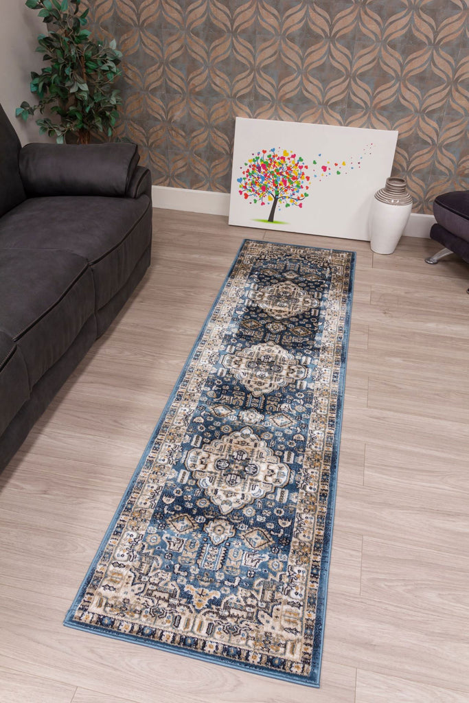 Aziza Medallion Rug - Blue - MacCarthys