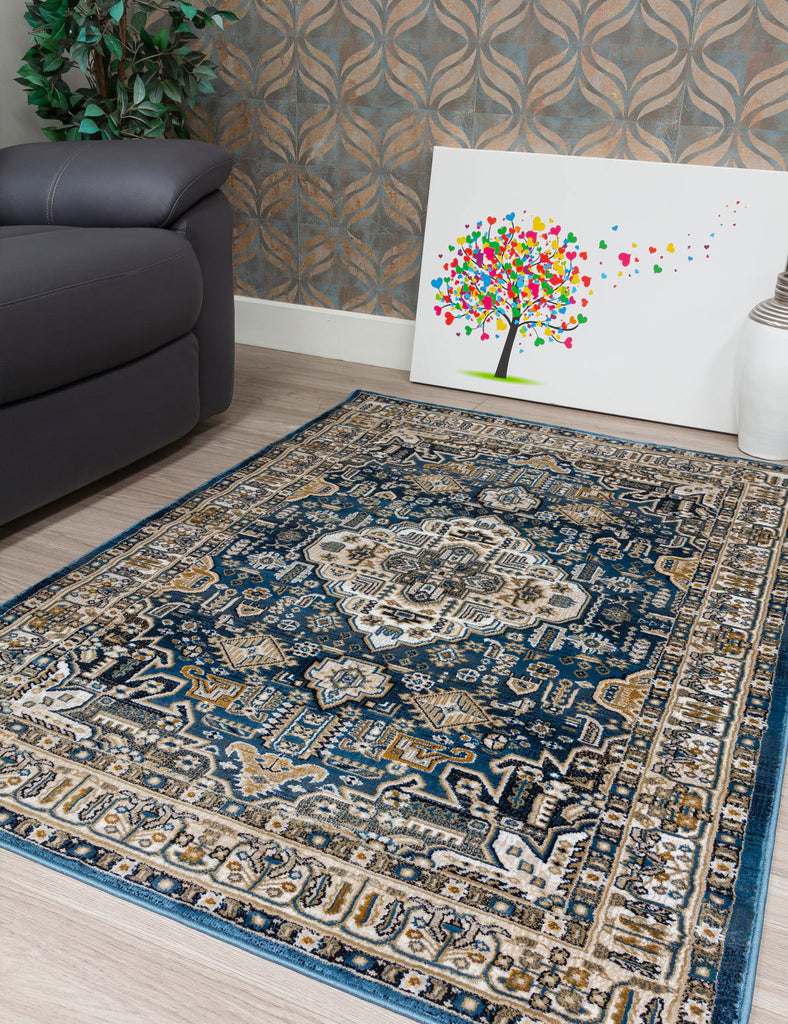 Aziza Medallion Rug - Blue - MacCarthys