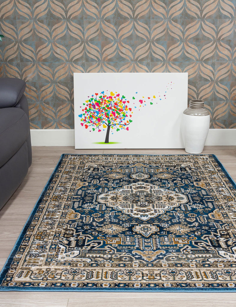 Aziza Medallion Rug - Blue - MacCarthys