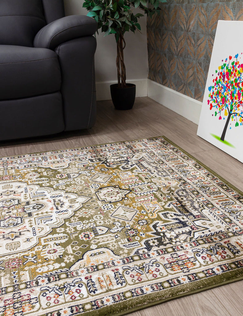 Aziza Medallion Rug - Green - MacCarthys