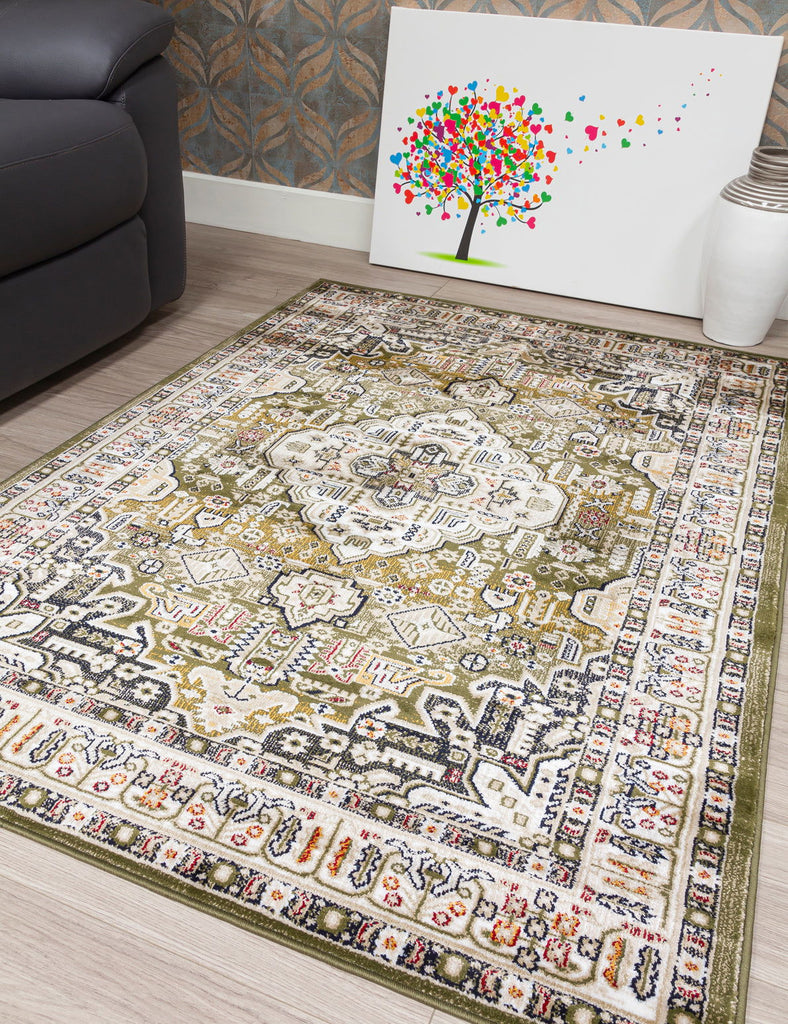 Aziza Medallion Rug - Green - MacCarthys