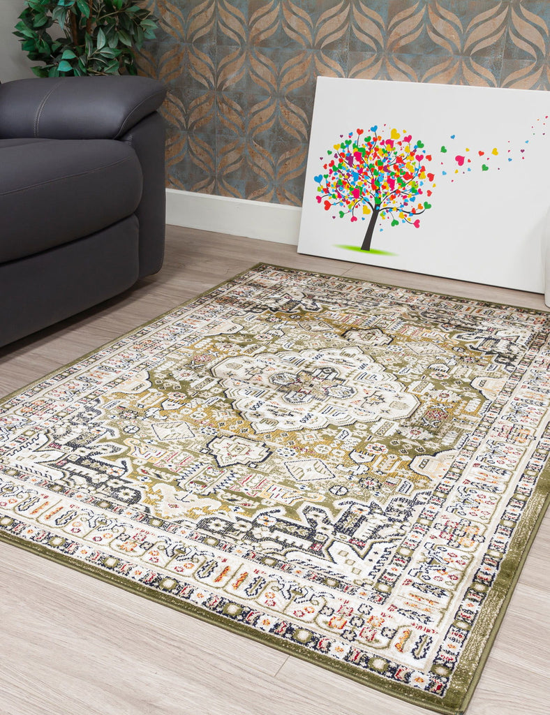 Aziza Medallion Rug - Green - MacCarthys