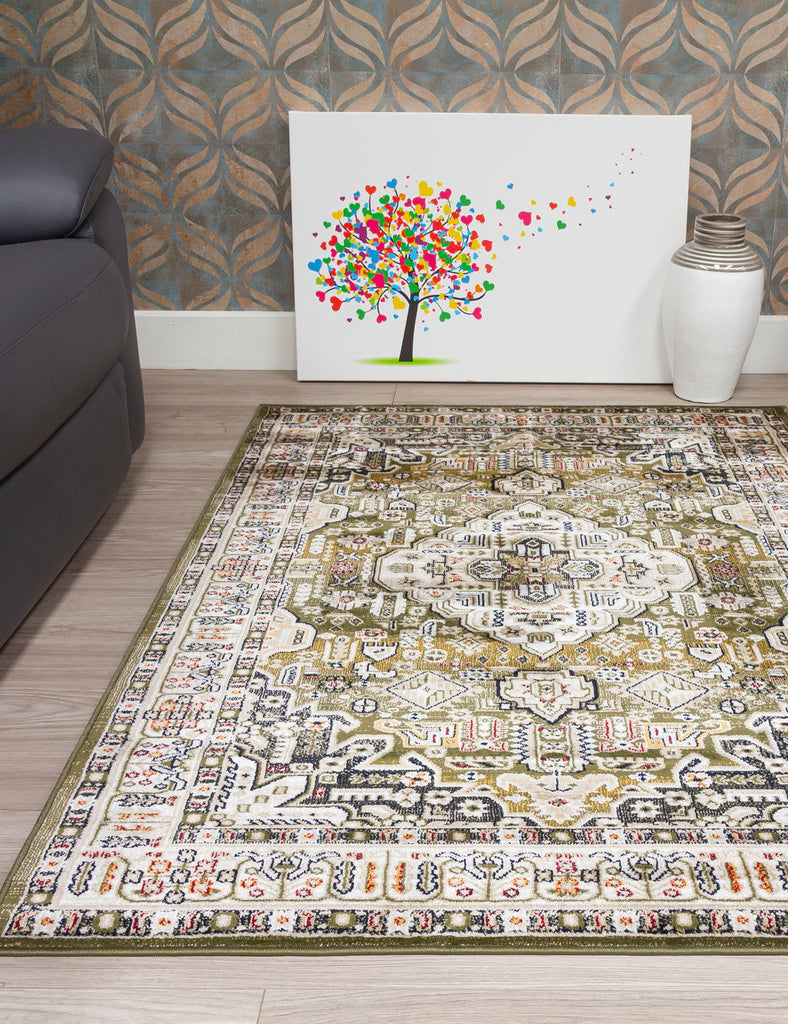 Aziza Medallion Rug - Green - MacCarthys