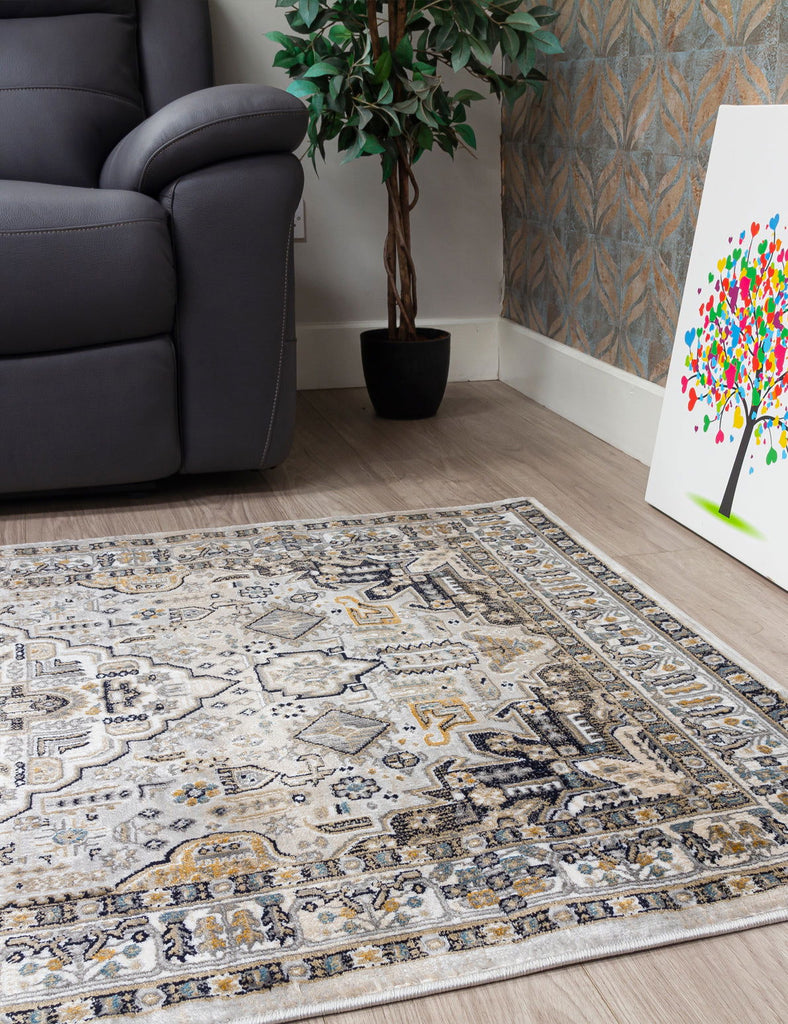 Aziza Medallion Rug - Grey - MacCarthys